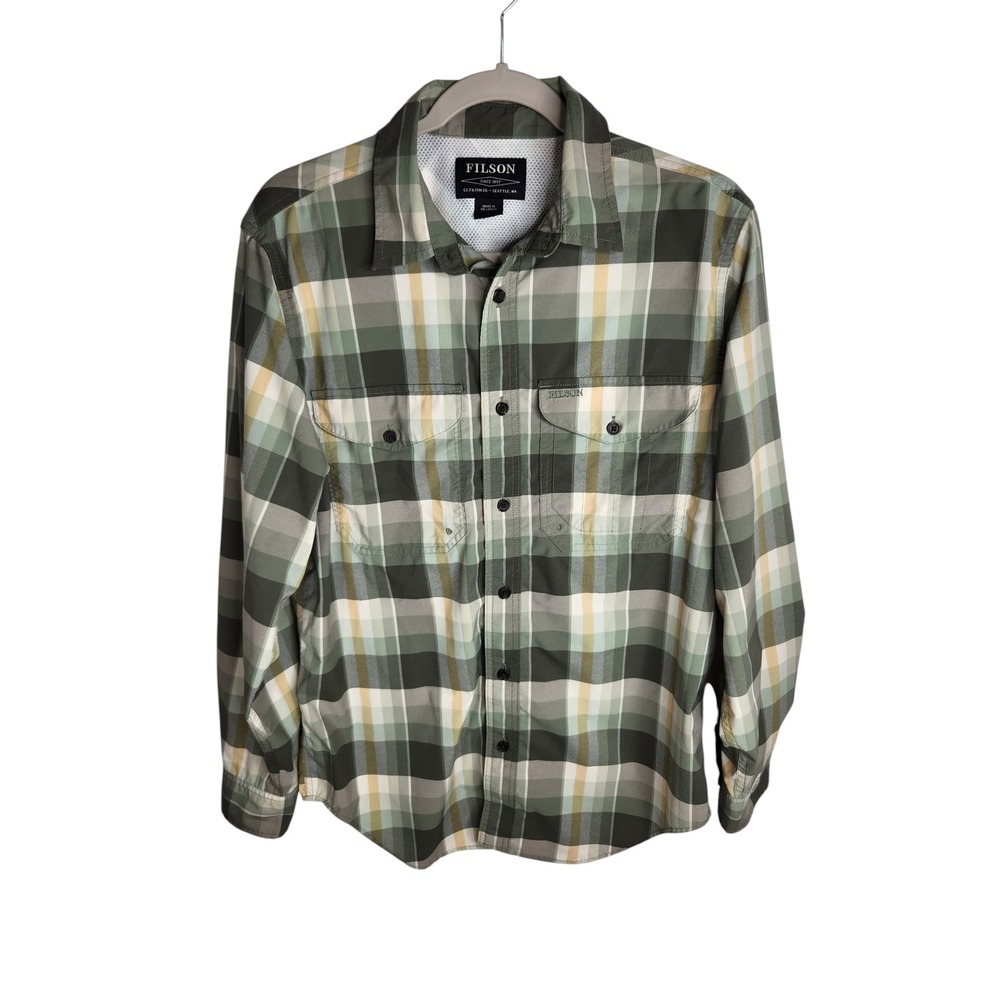 Filson Twin Lakes Sport Shirt Men Small Fishing Vented Long Sleeve Button Up
